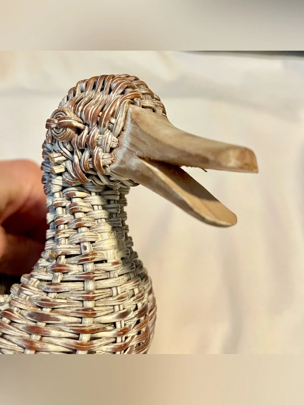 Small Wicker Duck Basket - Woven Rattan - Planter - Boho - Storage - 7.5” X 4.5”